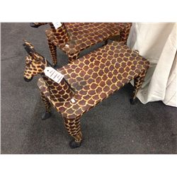GIRAFFE STOOL, HAND CARVED. 27" LONG 25" TALL