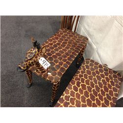 GIRAFFE STOOL, HAND CARVED. 27" LONG 25" TALL