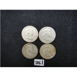 Assorted Date Franklin Half Dollars - 4 Pieces