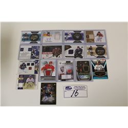 LOT OF 15 AUTHENTIC NFL AND NHL SIGNATURE AND JERSEY CARDS