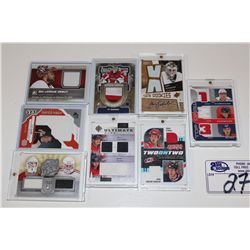 LOT OF 8 AUTHENTIC NHL GAME USED JERSEY AND AUTOGRAPHED CARDS