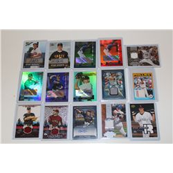 LOT OF 15 AUTHENTIC MLB GAME USED JERSEY AND AUTOGRAPHED CARDS