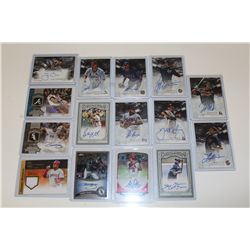 LOT OF 15 AUTHENTIC MLB GAME USED JERSEY AND AUTOGRAPHED CARDS