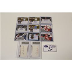 LOT OF 11 AUTHENTIC MLB GAME USED JERSEY AND AUTOGRAPHED CARDS