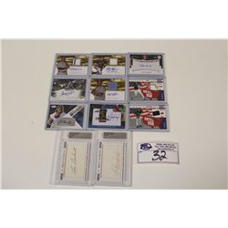 LOT OF 11 AUTHENTIC MLB GAME USED JERSEY AND AUTOGRAPHED CARDS