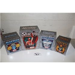 4 MARVEL MINI BUSTS, NEW IN BOX INCLUDING: BLASTAAR 520/1000, ULIK 81/1000, SNOWBIRD SASQUATCH