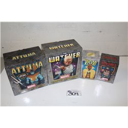 4 MARVEL MINI BUSTS, NEW IN BOX INCLUDING: THE VISION 1245/5000, RED WOLF 73/1000, ATTUMA 1103/1500