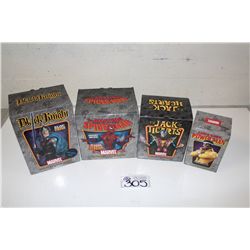 4 MARVEL MINI BUSTS, NEW IN BOX INCLUDING: THE JACK OF HEARTS 942/1200, POWER MAN 4481/5000,  THE