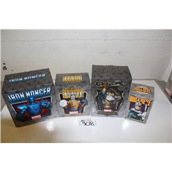 4 MARVEL MINI BUSTS, NEW IN BOX INCLUDING: ODIN 1063/1500, ORIGINAL GLADIATOR 1466/1500, IRON