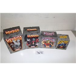 4 MARVEL MINI BUSTS, NEW IN BOX INCLUDING: DOC SAMSON 1533/2500, CAPTAIN MARVEL 2902/3500, WENDIGO