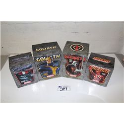 4 MARVEL MINI BUSTS, NEW IN BOX INCLUDING: SUN-FIRE 728/1800, TASKMASTER 1693/3000, GOLIATH