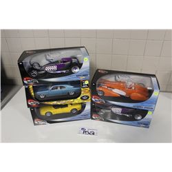 5-HOT  WHEELS 1:18 SCALE DIECAST, NEW IN BOX INCLUDING: SPEEDSTER, '66 PONTIAC GTO MODIFIED, C5