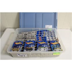 HOT WHEELS RUBBERMAID CONTAINING 120+ MINT ON BOARD FORD CARS INCLUDING COBRA, T-BIRD ETC.