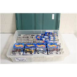 HOT WHEELS RUBBERMAID CONTAINING 75 MINT ON BOARD BIG TRUCKS