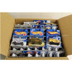 HOT WHEELS FACTORY BOX CONTAINING 59+ MINT ON BOARD MOO MOBILES