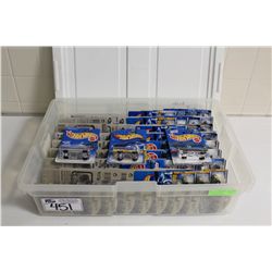 HOT WHEELS RUBBERMAID CONTAINING 70+ MINT ON BOARD T-BIRDS, LINCOLNS ETC.