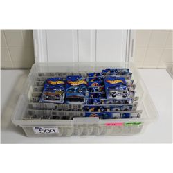 HOT WHEELS RUBBERMAID CONTAINING 90+ MINT ON BOARD CADIALLAC'S