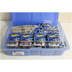 HOT WHEELS RUBBERMAID CONTAINING  80+ MINT ON BOARD DISPLAY CARS VARIATIONS