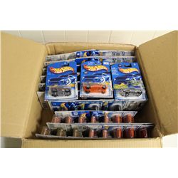 BOX CONTAINING 60+ MINT ON BOARD HOT WHEELS INCLUDING ROCKET OIL, NO MADDER, JADED