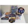 Image 2 : RUBBERMAID CONTAINING ASSORTED HOT WHEELS COLLECTABLES INCLUDING STEERING WHEEL COVER, FRISBEE,