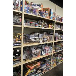 5 SHELVES OF ASSORTED NEW IN BOX TOYS, FIGURES ETC. HUNDREDS OF DOLLARS IN RETAIL VALUE IN EACH