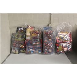 4 BAGS OF ASSORTED NEW IN BOX TOYS, ACTION FIGRUES ETC.