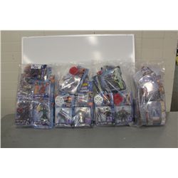 4 BAGS OF ASSORTED NEW IN BOX TOYS, ACTION FIGRUES ETC.