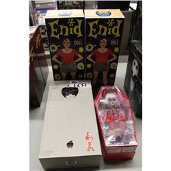 4 DOLLS- 2 ENID DOLL, LIVING DEAD AND APPLE DOLLS MENTIS