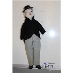 ANTIQUE PORCELAIN DOLL WITH FELT CLOTHING