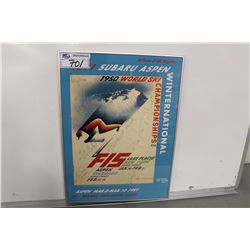 FRAMED SUBARU 1991 ASPEN WINTERNATIONAL POSTER, SIGNED BY MANY OF THE COMPETITORS