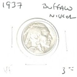 1937 BUFFALO NICKEL RED BOOK VALUE IS $3.00+ *NICE EARLY VERY FINE GRADE*!! NICKEL CAME OUT OF SAFE!