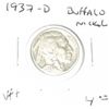 Image 1 : 1937-D BUFFALO NICKEL RED BOOK VALUE IS $4.00+ *NICE EARLY VERY FINE+ GRADE*!! NICKEL CAME OUT OF SA