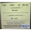 Image 3 : Canada - 1 Cent - 1900 - BROWN - ICCS - MS-60