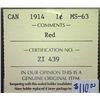 Image 3 : Canada - 1 Cent - 1914 - RED - ICCS - MS-63