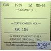 Image 3 : Canada - 5 Cents - 1939 - ICCS - MS-64