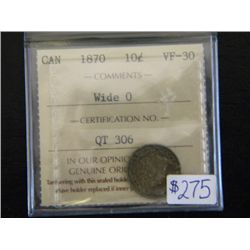 Canada - 10 Cents - 1870 - Wide 0 - ICCS - VF-30