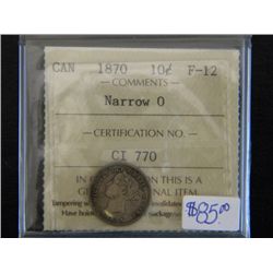 Canada - 10 Cents - 1870 - Narrow 0 - ICCS - F-12