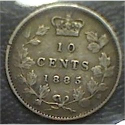 Canada - 10 Cents - 1885 - Obverse #5 - ICCS - F-15