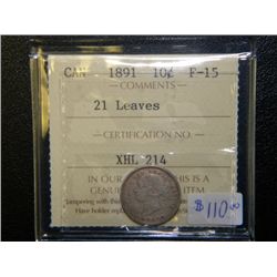 Canada - 10 Cents - 1891 - 21 Leaves - ICCS - F-15