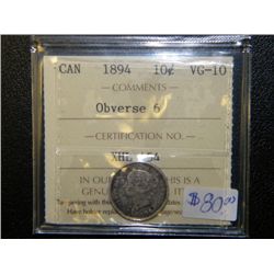 Canada - 10 Cents - 1894 - Obverse #6 - ICCS - VG-10