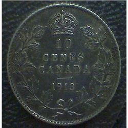 Canada - 10 Cents - 1913 - Broad Leaves - ICCS - EF-40