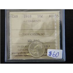 Canada - 10 Cents - 1918 - ICCS - AU-55