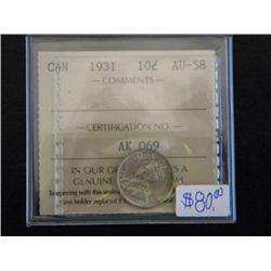 Canada - 10 Cents - 1931 - ICCS - AU-58