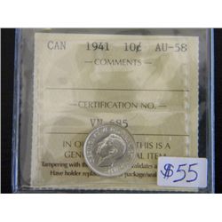 Canada - 10 Cents - 1941 - ICCS - AU-58