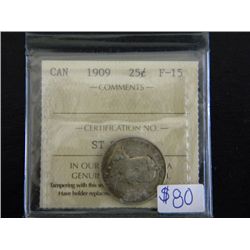 Canada - 25 Cents - 1909 - ICCS - F-15