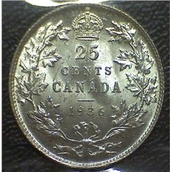 Canada - 25 Cents - 1936 - ICCS - MS-64