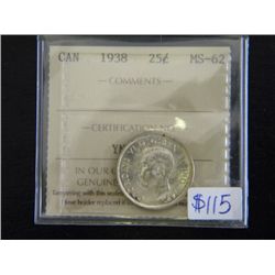 Canada - 25 Cents - 1938 - ICCS - MS-62
