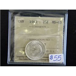 Canada - 25 Cents - 1940 - ICCS - MS-63