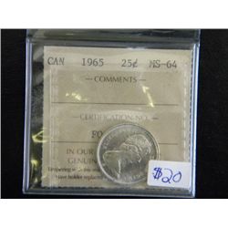 Canada - 25 Cents - 1965 - ICCS - MS-64