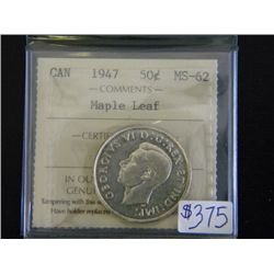 Canada - 50 Cents - 1947 - Maple Leaf - ICCS - MS-62